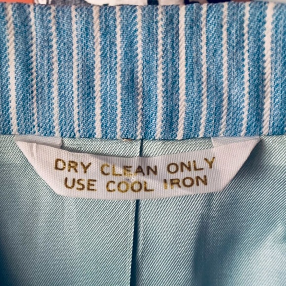 Vintage 1960s Oxford House Suit Jacket Blazer Blue/White Pinstripe Amalgamated - Picture 10 of 11